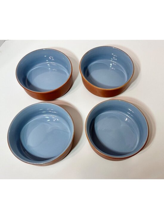 Other - TERRACOTTA BLUE GLAZED INTERIOR OVEN-SAFE BOWLS Lot of 4
